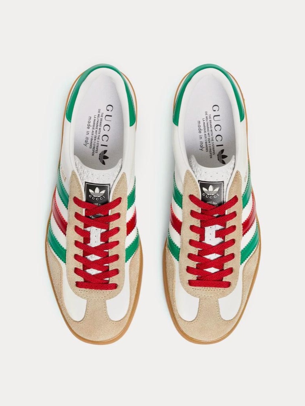Gucci x Adidas Gazelle Sneakers White Green Red Gum Sole EU 35.5 US 4.5